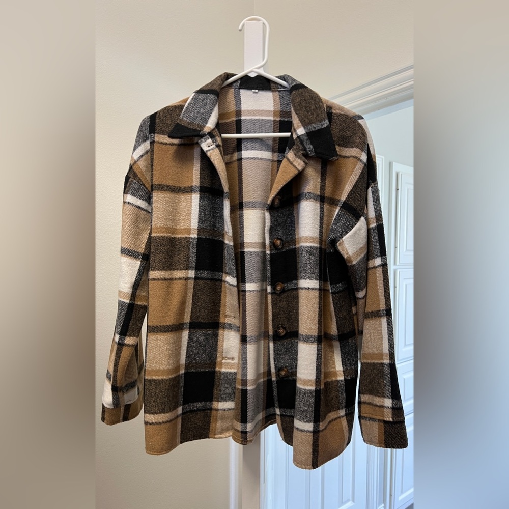Block Plaid Flannel Shacket